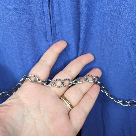 Vintage Two Piece Purple V Neck Maxi Dress Chain Back Colourful Maxi Vest 20W - Picture 11 of 13